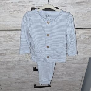 Carter's Light Blue and White Striped Set 6-9M
